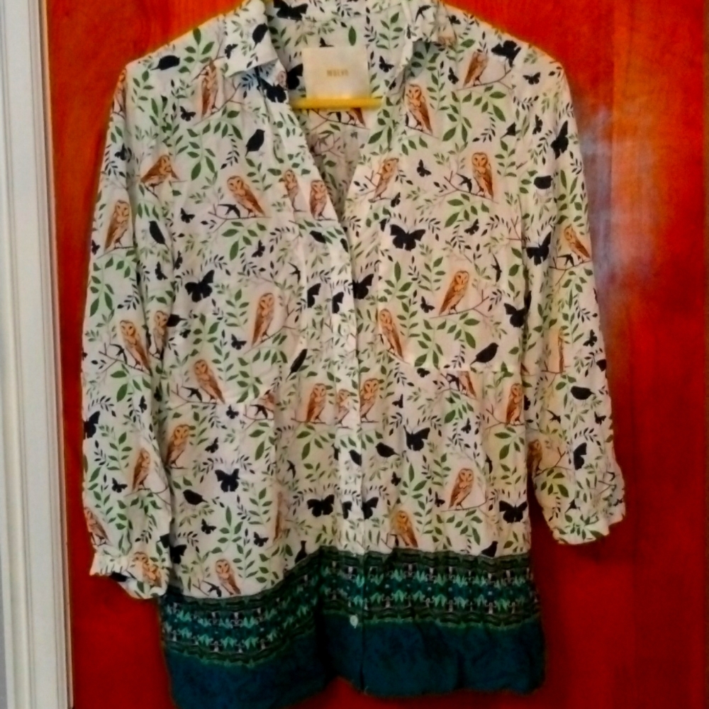 Maeve button up owl top